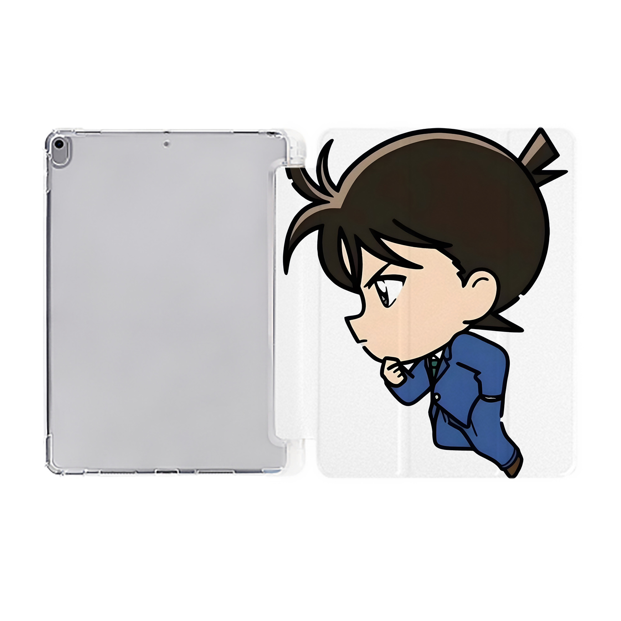 （画像用） 名探偵コナン 江戸川 コナン Detective Conan Conan Edogawa IPad ケース ペン収納付き 三つ折りスタンド PUレザー×シリコン 対応機種9.5/10.5/10.9インチ